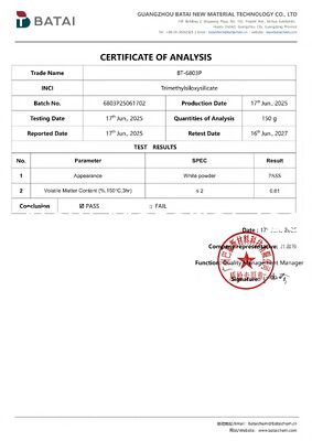 BT-6803 トリメチルシロキシケイ酸パウダー – 長持ちする口紅、メイクアッププライマー、日焼け止めの耐水性剤